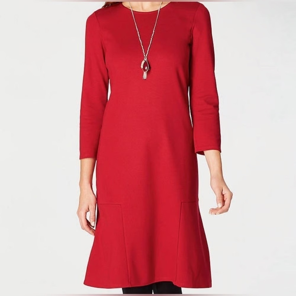 J. Jill Vibrant Red Long Sleeve Dress - Picture 1 of 3